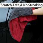 LIVOS 2 Pack Car Drying Towel, Premium Microfiber Towels for Cars, 1000GSM, Edgeless Twisted Loop Design, No Streaks, Scratches, or Water Spot, Absorbent Wash Towel, 18" x 24" (Red&Grey)