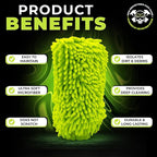 Never Ride Stock 4 Pack Microfiber Car Wash Mitt – Scratch-Free Chenille, Extra Thick & Ultra Absorbent – Safe for Black & Dark Paint – Lint-Free, Reusable Auto Cleaning Glove