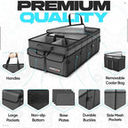 FORTEM Trunk Organizer with Cooler For SUV Car Trunk, Foldable Storage, Car Accessories for Women Men, Collapsible Bag, Perfect Christmas Gifts, 600D Oxford, Non Slip Bottom, Straps, Soft Cover (105L)