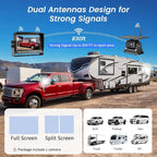 Magnetic Solar Wireless Backup Camera for RV Truck Trailer – 7" 1080P Monitor, 1-Min Install, No Delay, 150° Rearview Camera, IR Night Vision, Auto-Sleep, Rechargeable Battery Reverse Camera
