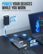SABRENT 7-Port USB-C Hub with Power Switches, 5Gbps USB 3.2, 48W Powered Hub with 3 USB-A + 4 USB-C Ports, 20W PD, LED Status, Aluminum Body – for Mac, PC, Steam Deck, ROG Ally (HB-3A4C)
