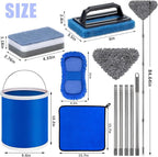 AUTODECO Boat Wash Cleaning Kit with Wet Dry Mop Collapsible Bucket Boat Scrubbing Brush Glove Boat Scuff Sponge Microfiber Towel Complete Interior Exterior Fiberglass Boat Hull Cleaning Set for Boat