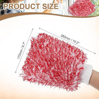 HARFINGTON 2pcs Chenille Microfiber Car Wash Mitts 10.2" x 6.7" Scratch Free Wash Gloves Absorbent Double Sided Plush Cleaning Drying Mitts for Car Washing Home, Red
