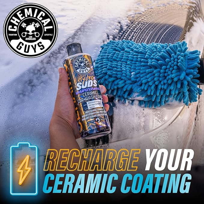 Chemical Guys HydroSuds Ceramic Car Wash Soap and HydroView Ceramic Glass Cleaner & Coating Bundle (2-16 oz Bottles)
