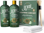 Lexol Advanced Naturals Leather Care Kit with All Leather Cleaner, Conditioner, 2 Cotton Cloths and Natural Bristle Brush, Great for Car Interiors, Furniture, Bags, Boots, Baseball Gloves, 5 Piece Kit