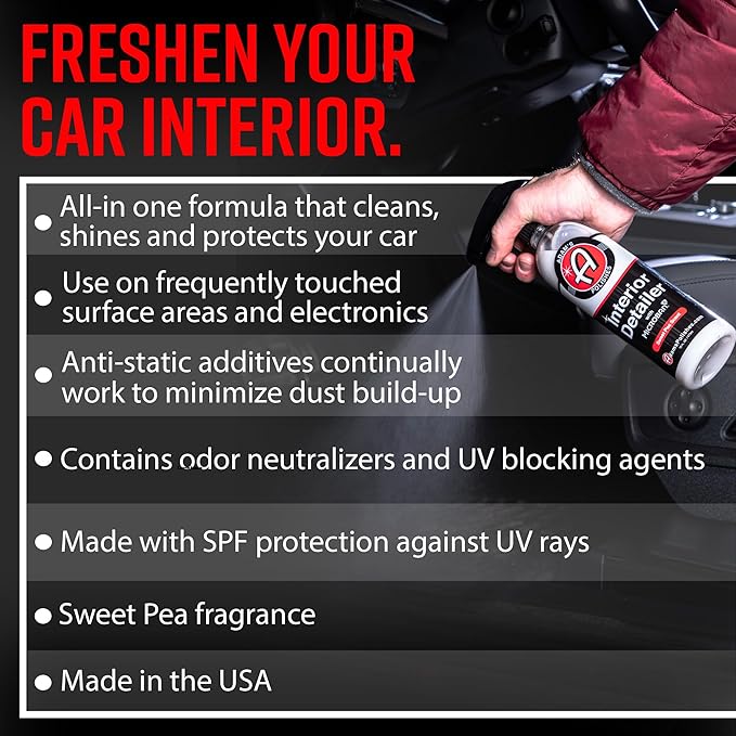 Adam's Polishes Interior Detailer 16 fl. oz (Sweet Pea) - Total Car Interior Cleaner, Protectant & Dressing | All Purpose Cleaner & Leather Conditioner | Vinyl, Dashboard, Screen, Seat Cleaner & More