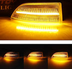 iJDMTOY Semi-Clear Lens Amber LED Dynamic Sequential Blink Side Mirror Turn Signal Light Assembly Kit Compatible With Ford 2019-2023 Ranger Lariat Chrome Housing ONLY