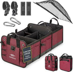 XL Trunk Organizer 3-Section for SUV, Truck, Sedan, Van – Modular L-Shape Car Storage Box, Collapsible Auto Cargo Organizer with Dividers – Cherry