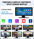 1080P Backup Camera System Kit with CarPlay,10.36" Touch Screen Reversing Monitor with Record Function,Night Vision DVR,IP68 Waterproof,Reverse/Side View Camera for RV/Semi Box Truck(12-36V)