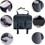 Amooca Car Backseat Organizer PU Leather Storage Bags Travel Accessories Large Pockets for Water Bottle Drink Tissue with Hooks