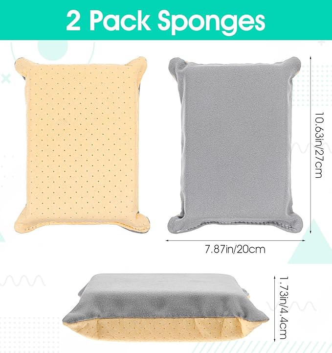 2Pcs Car Sponge, Windshield Defogger for Car Windshield Cleaner, Absorbent Sponge Auto Glass Window Cleaner (Gray & Beige, 10.6 x 7.9 x 1.7 Inches)