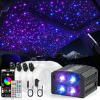 4 Colors 32W Twinkle Starlight Headliner Kit for Car Home with APP&RF Remote,RGBW 860pcs*0.03in*13.1ft Cables Fiber Optic Star Sky Roof Lights,4 Port Engine Sound Activated Ceiling Star Lights for Car