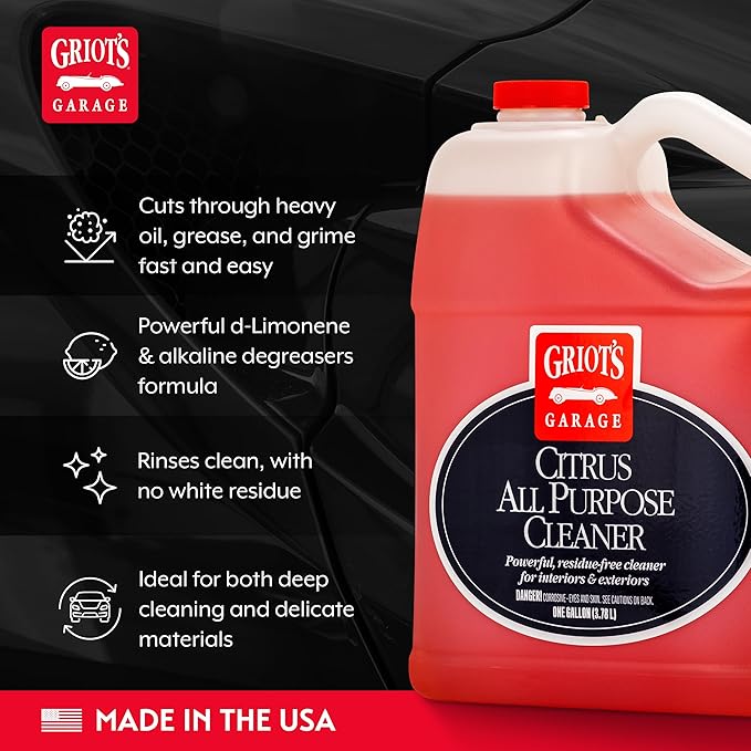 Griot's Garage Citrus All Purpose Cleaner for Car Detailing, Works for Exterior and Interior Surfaces Including Carpet, Upholstery, Vinyl, Plastic, and More, 10844, One Gallon