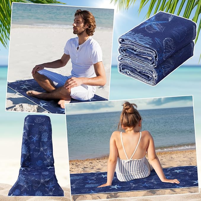 Hahafelt 2 Pack Car Seat Towel Covers Athletic Running Towel Performance Microfiber Post Workout Sweat Washable Cover Non Slip for Seat Outdoor Sport (Ocean)