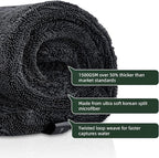 2-Pack 24" x 36" 11.8" x 11.8" Twisted-Loop Car Drying Towel 1500GSM Microfiber Cleaning Cloth for Car Trucks Motorcycles Streak Free Lint Free Ultra Absorbent Washing Cloth for Kitchen Window (Grey)