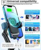 [Upgraded] TOPGO Cup Phone Mount Wireless Charger,Universal Cell Phone Holder Car Charger Wireless-Charger-Cup-Phone-Holder Fast Charging for iPhone16/16 Pro/16 Pro Max, Samsung Galaxy - Black