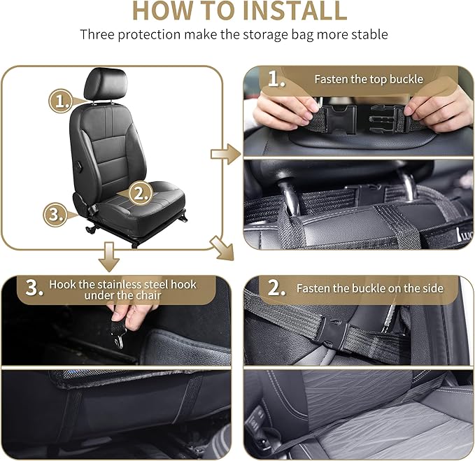 LUCMO Car Backseat Organizer with Touch Screen Tablet Holder-2 Pcs,9 Storage Pockets Car Storage Organizer Protectors Kick Mats Travel Accessories for Kids-Purple