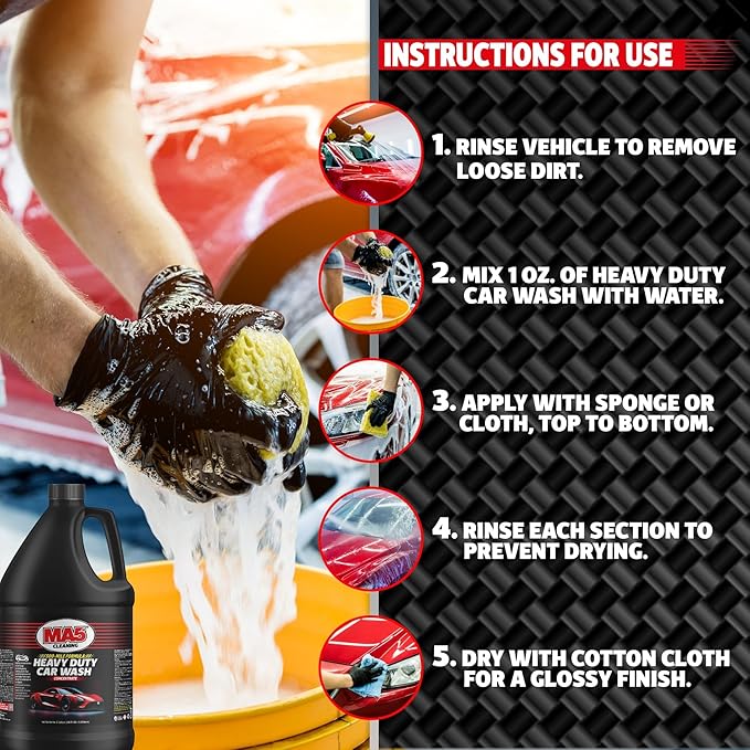 MA5x Car Wash Soap | Concentrated, pH Balanced | High Performance Foaming Car Wash Soap | Gallon | Pack of 1