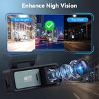SIXTOP 4K Dash Cam Front and Rear, Built-in GPS & WiFi Dual Dash Camera for Cars 64G Card Included, 4K+1080P 3.16'' IPS Screen, Night Vision, G-Sensor, Loop Recording & 24H Parking Mode Wide Angle