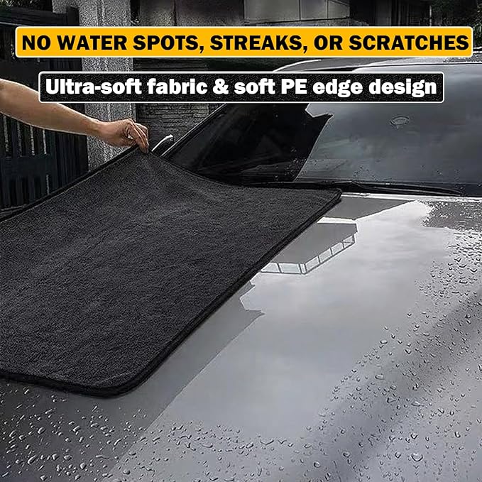 Car Drying Towel (36"x 24"/3ft x 2ft), 2 Pack Ultra Absorbent Microfiber Drying Towels for Cars, Leave No Streaks, Scratches or Water Spots, Extra Large Drying Towels Car Detailing for Cars
