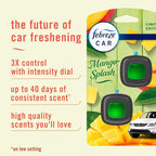 Febreze Car Air Freshener Vent Clip Multipack Mango Splash Scent, Long Lasting Smell Fighter for Strong Odors Car Febreze Clip Automotive Vent Air Freshener 4 Count