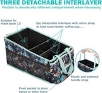 HEYSKAY Car Seat Organizer-Passenger Seat Organizer, Collapsible Small Car Seat Organizer for Console Front/Back, Car Caddy with 4pc Drink Holders Automotive Backseat Organizer for Kids