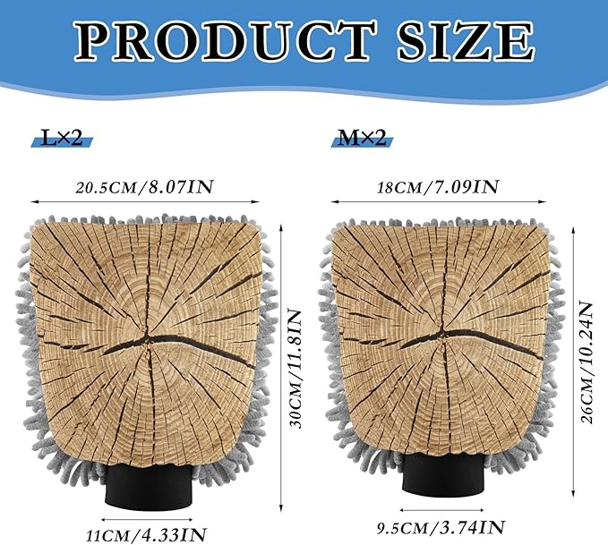 Qilmy Tree Rings Closeup Microfiber Chenille Car Wash Sponge Scratch Free Car Wash Mitt Absorbent Mitt Sponge for Trucks SUVs Car Washing Home Cleaning, Large