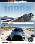 CAMECHO Mirror Dash Cam, 9.66" 1080P FHD IPS Touch Screen Rear View Mirror Camera, Front and Backup Camera for Cars, Dashcam Night Vision, Loop Recording, Wide Angle, Parking Assistance