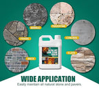Wet Look Stone Sealer - 1 Gallon Concrete Sealer & Paver Sealer with High Gloss Finish, Stain Proof, Water Resistant & Long-Lasting Durable Protection for Driveways, Slate, Sandstone, Travertine