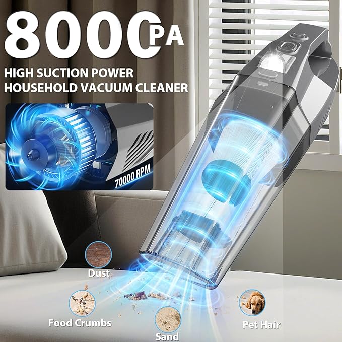 THINKWORK Microfiber Feather Duster for Car Cleaning, Car Interior Detailing Kit with High Handheld Power Vacuum Cordless, Ceiling & Fan Duster for Home Cleaning