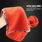 SPTA Car Microfiber Towels, 3Pcs Microfiber Car Cleaning Cloths, Upgraded 1200gsm Ultra-Thick Cars Drying Towel Microfiber for Car and Home Polishing Washing and Detailing 16'' x 16'' (3 Pack)