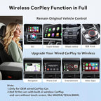 Wireless CarPlay Adapter with Screen Mirroring for Any Apps (YouTube/N-etflix/TikTok) from Phone to in-Vehicle Infotainment Display Screen,Convert Factory Wired CarPlay to Wireless