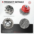 24 Pack Wire Wheel Brush Set 12Pcs 4-1/2” Wheel Brush 12Pcs 3” Cup Brushes for 4-1/2” Angle Grinder with 5/8 Inch-11 Threaded Arbor Carbon Steel Wire Wheel for Heavy-Duty Conditioning Removing Rust