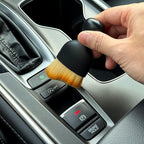 Car Detailing Brush, Soft Bristle Cleaning Brush, Scratch-Free Auto Duster Tool for Dashboard, Air Vents, Leather & Interior Cleaning (Black&Brown)