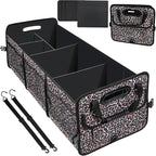 AOPHY Leopard Print Trunk Organizer - 95L Large Capacity, Non-Slip Bottom, Waterproof, Portable Car Storage for SUV, Truck, Sedan