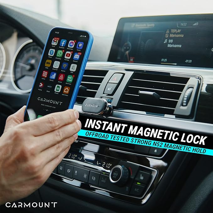 CARMOUNT F1 Dashboard Car Mount (2-Pack) | Magnetic Phone Holder for Car, Ultra Strong 8X N52 Magnets, 360° Rotation, Universal Dash Mount for All Phones and Tablets | Car Mount Magnet for iPad