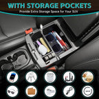Center Console Organizer Compatible with 2018-2026 Jeep Wangler JL JLU 4xe Rubicon Sahara & 2020-2026 Gladiator JT Accessories, Armrest Storage Box Tray Fit for Jeep Interior Accessories