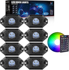 MICTUNING 2026 Upgraded RGB Rock Lights Kit, 8 Pods Underglow Multicolor Neon Light Pod with RF Remote Control Waterproof 12V for Car Trucks ATV UTV RZR SUV Golf Cart, 2 Years Warranty