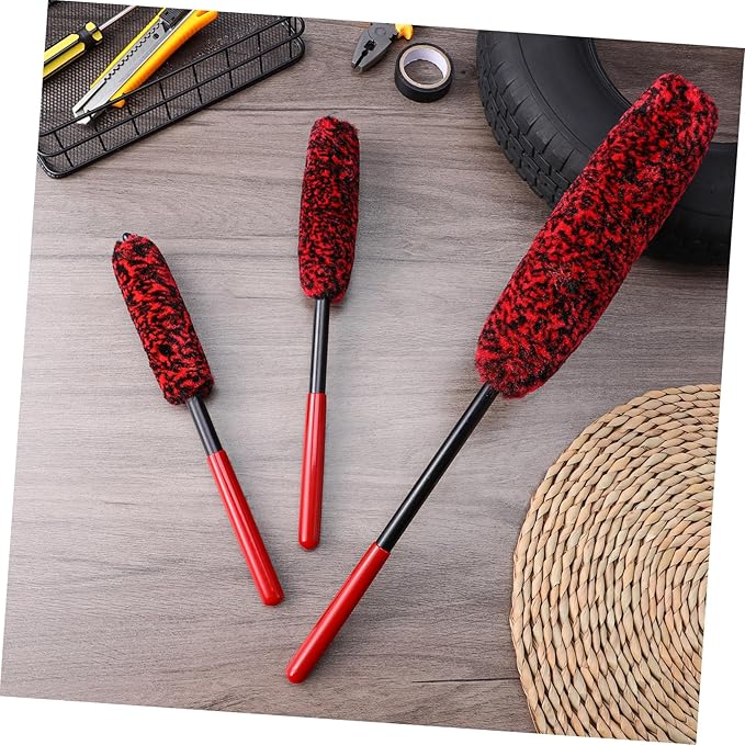 Unomor 3pcs Car Wash Brushes Versatile Wheel Cleaning Tools Bendable for Car Models Soft Bristles for Detailed Tire Rim Cleaning and Design