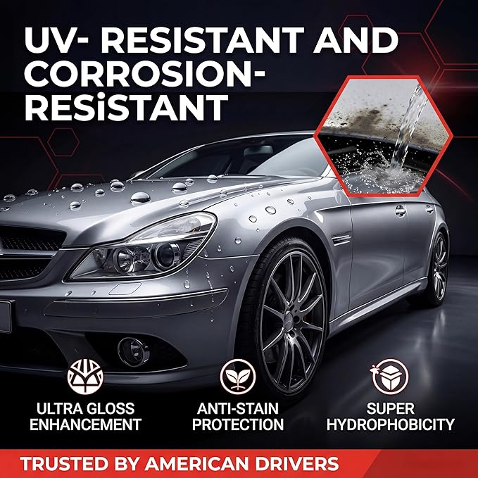 20H Crystal Serum Light Ceramic Coating Kit 50ml – Provides Up to 9+ Years of Hydrophobic Gloss, Scratch & Stain Protection, Brilliant Gloss & Mirror Shine – Easy & Effective for Car Paint, Trim, and Plastic