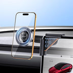 Wigoo Magnetic Phone Mount for Tesla Model 3/Y/S/X Accessories, 【Strongest Magnet & No Blocking View】Screen Side Magnetic Holder for Magsafe iPhone 17-12 & Android - Vacuum & Extendable Arm (No Glue)