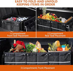 AOPHY Car Trunk Organizer with Insulated Cooler Bag, Foldable & Waterproof Storage Organizer with Lid for SUV, Truck, Sedan - 4 Large Adjustable Compartments, Heavy Duty & Collapsible Design