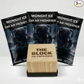 The Block - Wooden Car Air Freshener & Odor Eliminator - Long Lasting 30+ Day Scent - Car & Home Use - Fresh Gift Idea - Made in USA - MIDNIGHT ICE 3-Pack