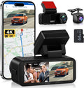 2 Channel 4K Dash Cam Front and Rear, 3.16 Inch Dash Camera Support WiFi GPS Starlight Night Vision Sensitive Motion Detection 24/7 Recording Parking Mode Monitor Reversing Help ADAS BSD LCA