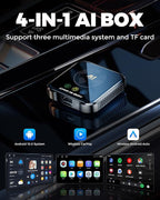 Magic AI Box Wireless CarPlay Adapter, Fast Car Video Box Plug & Play, Easy Setup, Supports Netflix/YouTube/TF Card Streaming Equalizers and More for OEM Wired CarPlay/Android Auto Cars (Glossy Black)
