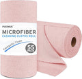 Puomue 55 Pack Microfiber Cleaning Cloth Roll, Tear Away Reusable Towels, 11" X 9", Ultra Absorbent & Lint Free Microfiber Cloth for Cleaning Cars, Kitchen, Window, Home and Shop (Pink, 9"X11"-55PK)