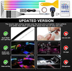 Dreamcolor Acrylic Interior Car LED Strip Light with USB/Type C/4-Port Cigarette Lighter, RGB 10 in 1 with 179.2 inches 650 LEDs Ambient Lighting Kits, Sound Active Function Neon Led Strips for Car