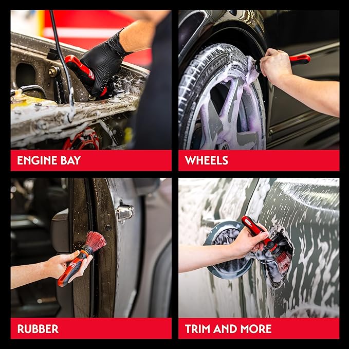Griot's Garage Firm MOD Detailing Brush Head and Handle, Bristle Scrubber for Interior and Exterior Car Detailing, Heavy-Duty Cleaning, Standard Size