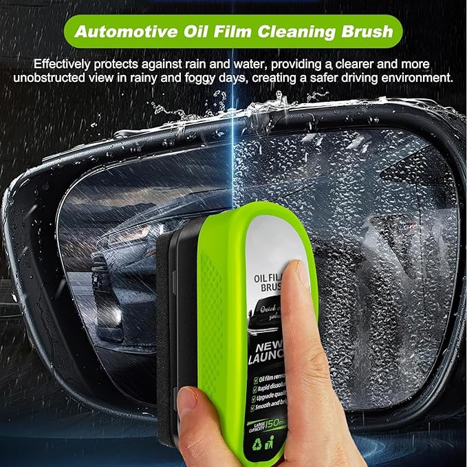 Automotive Oil Film Cleaning Brush, Car Glass Oil Film Cleaner Brush, Repellent Film for car Windows, Improves Clarity and Visibility,Universal Clear Windshield Cleaner Wipe Board (2 Pcs)