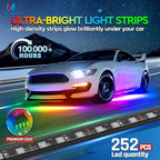 MICTUNING N3 Car Underglow Light Strip Kit, Chasing Dream RGB+IC LED, Exterior Lighting Accessories Underbody Multicolor Neon Accent Light Bar, App Control, IP68 Waterproof, 4PCS 2 Years Warranty